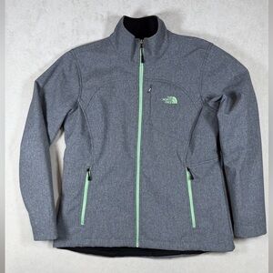 The North Face Apex Bionic Heather Gray Jacket with Lime Zippers Hardshell Coat